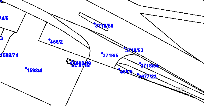 Parcela st. 3718/5 v KÚ Lanškroun, Katastrální mapa