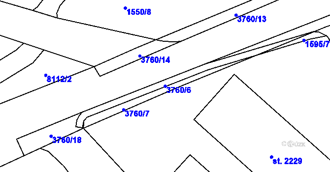 Parcela st. 3760/6 v KÚ Lanškroun, Katastrální mapa