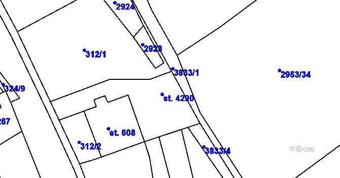 Parcela st. 3833/3 v KÚ Lanškroun, Katastrální mapa