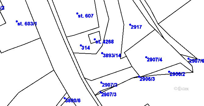 Parcela st. 3893/14 v KÚ Lanškroun, Katastrální mapa