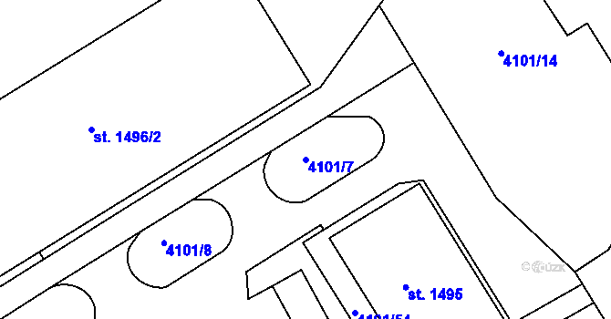 Parcela st. 4101/7 v KÚ Lanškroun, Katastrální mapa