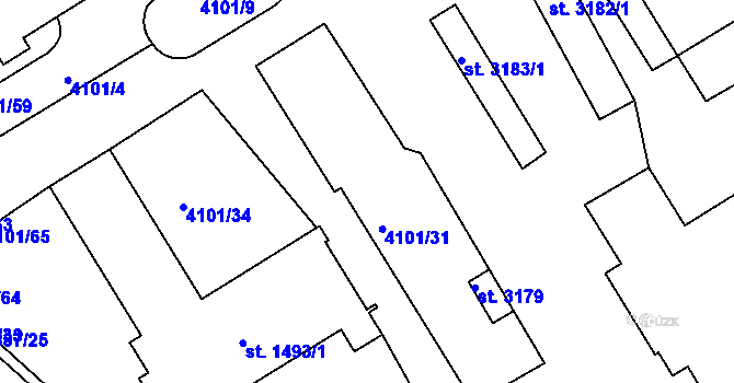 Parcela st. 4101/29 v KÚ Lanškroun, Katastrální mapa