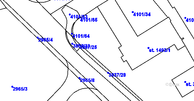 Parcela st. 4101/36 v KÚ Lanškroun, Katastrální mapa