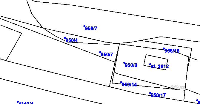 Parcela st. 950/7 v KÚ Lanškroun, Katastrální mapa