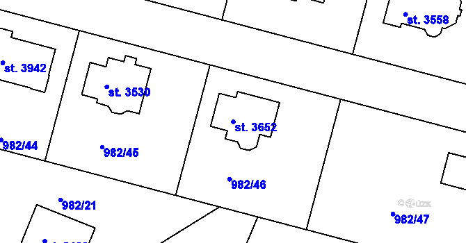 Parcela st. 3652 v KÚ Lanškroun, Katastrální mapa