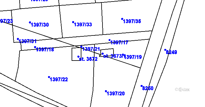 Parcela st. 3673/1 v KÚ Lanškroun, Katastrální mapa