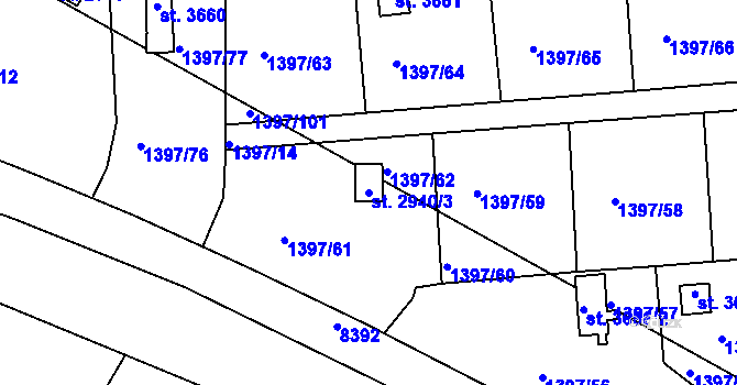Parcela st. 2940/3 v KÚ Lanškroun, Katastrální mapa
