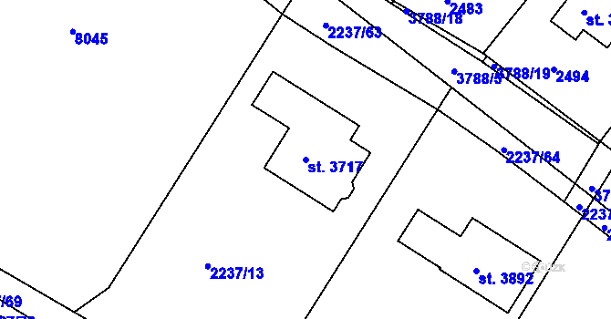 Parcela st. 3717 v KÚ Lanškroun, Katastrální mapa