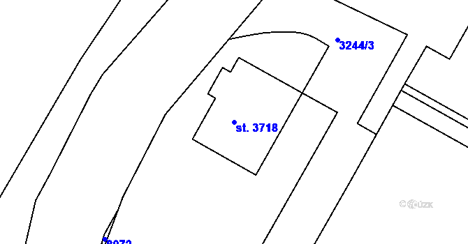 Parcela st. 3718 v KÚ Lanškroun, Katastrální mapa
