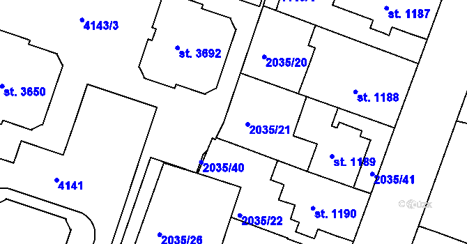 Parcela st. 4142/2 v KÚ Lanškroun, Katastrální mapa