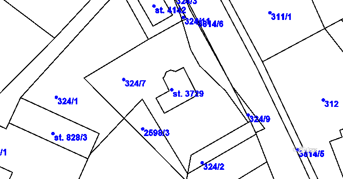 Parcela st. 3729 v KÚ Lanškroun, Katastrální mapa