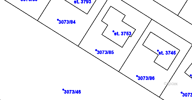 Parcela st. 3073/85 v KÚ Lanškroun, Katastrální mapa