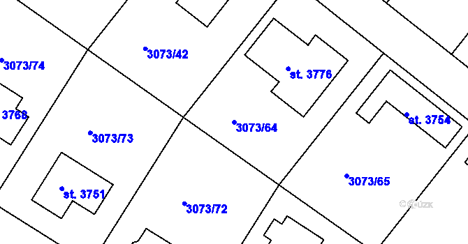 Parcela st. 3073/64 v KÚ Lanškroun, Katastrální mapa