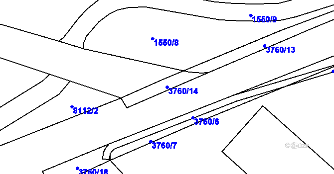 Parcela st. 3760/14 v KÚ Lanškroun, Katastrální mapa