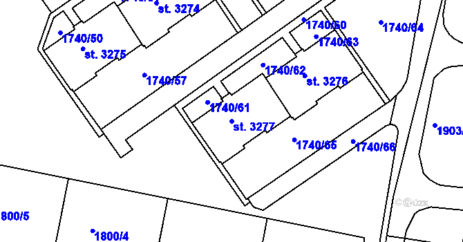 Parcela st. 3277 v KÚ Lanškroun, Katastrální mapa