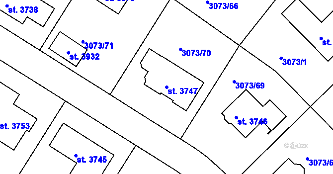 Parcela st. 3747 v KÚ Lanškroun, Katastrální mapa