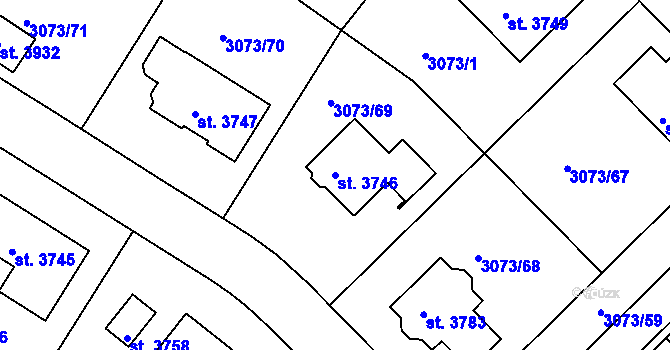 Parcela st. 3746 v KÚ Lanškroun, Katastrální mapa