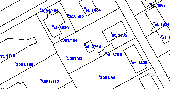 Parcela st. 3764 v KÚ Lanškroun, Katastrální mapa