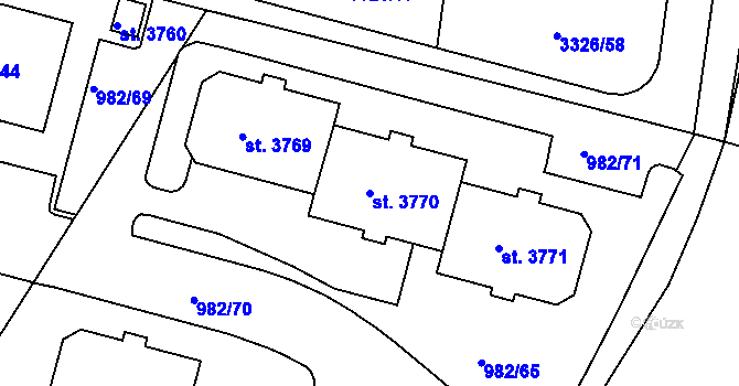Parcela st. 3770 v KÚ Lanškroun, Katastrální mapa