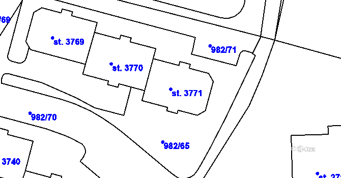 Parcela st. 3771 v KÚ Lanškroun, Katastrální mapa