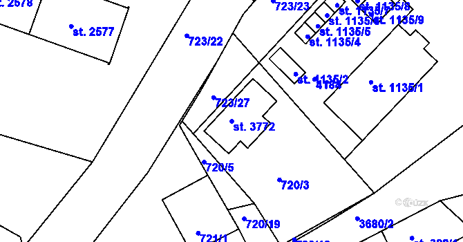 Parcela st. 3772 v KÚ Lanškroun, Katastrální mapa