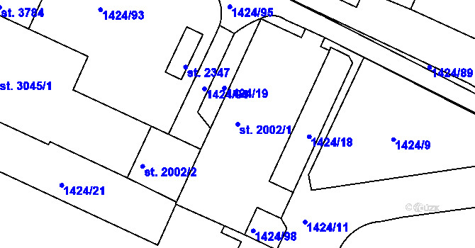 Parcela st. 2002/1 v KÚ Lanškroun, Katastrální mapa