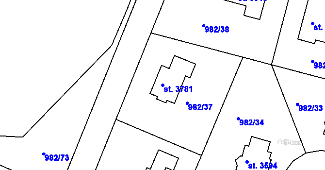 Parcela st. 3781 v KÚ Lanškroun, Katastrální mapa