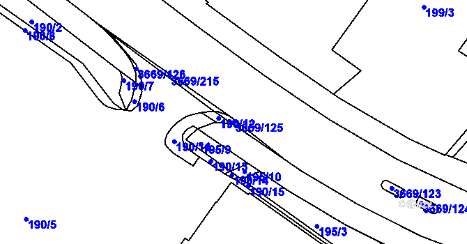 Parcela st. 3669/125 v KÚ Lanškroun, Katastrální mapa