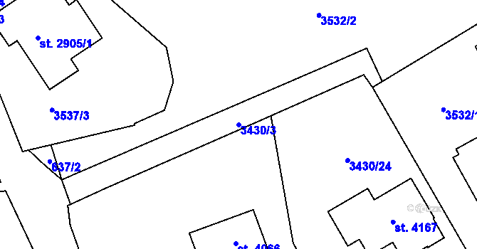 Parcela st. 3430/3 v KÚ Lanškroun, Katastrální mapa