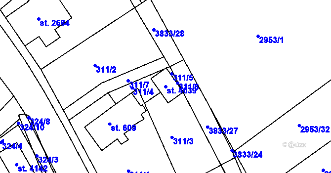 Parcela st. 4039 v KÚ Lanškroun, Katastrální mapa