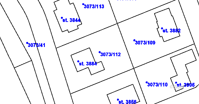 Parcela st. 3073/112 v KÚ Lanškroun, Katastrální mapa
