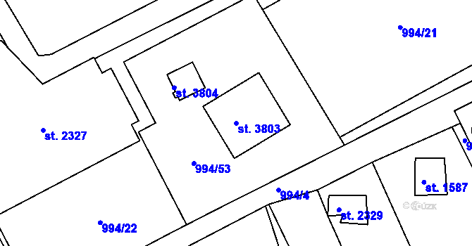 Parcela st. 3803 v KÚ Lanškroun, Katastrální mapa
