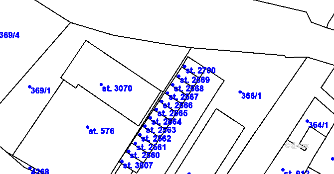 Parcela st. 366/3 v KÚ Lanškroun, Katastrální mapa