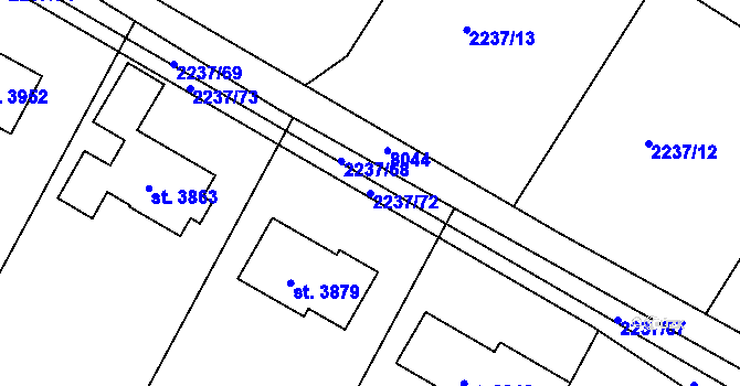 Parcela st. 2237/72 v KÚ Lanškroun, Katastrální mapa