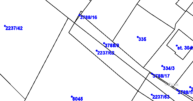 Parcela st. 2237/62 v KÚ Lanškroun, Katastrální mapa