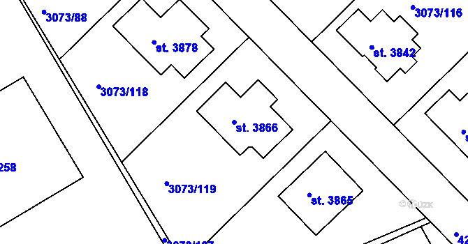 Parcela st. 3866 v KÚ Lanškroun, Katastrální mapa