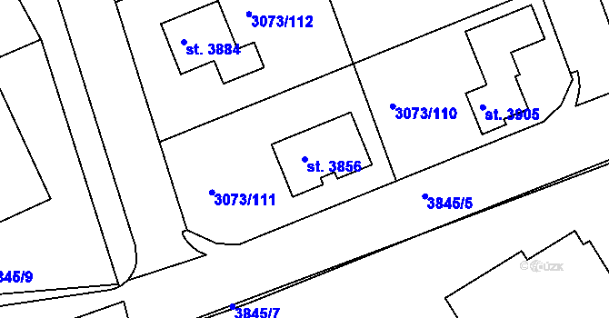 Parcela st. 3856 v KÚ Lanškroun, Katastrální mapa