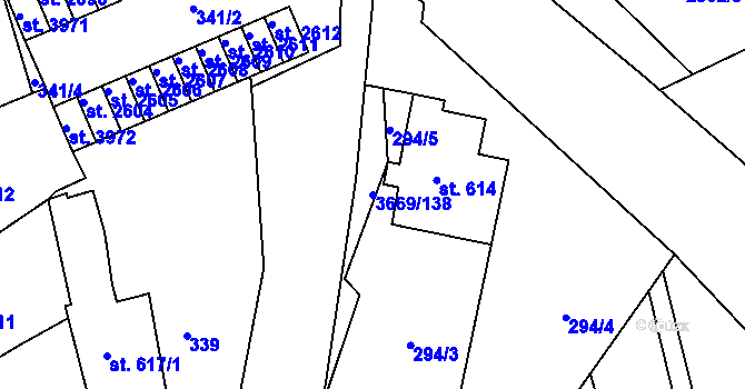 Parcela st. 3669/138 v KÚ Lanškroun, Katastrální mapa