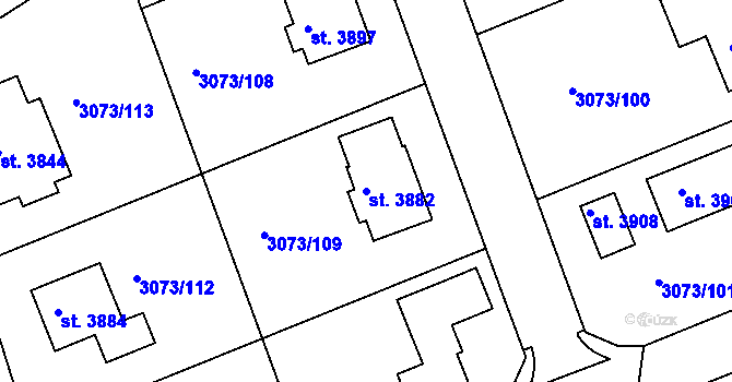 Parcela st. 3882 v KÚ Lanškroun, Katastrální mapa