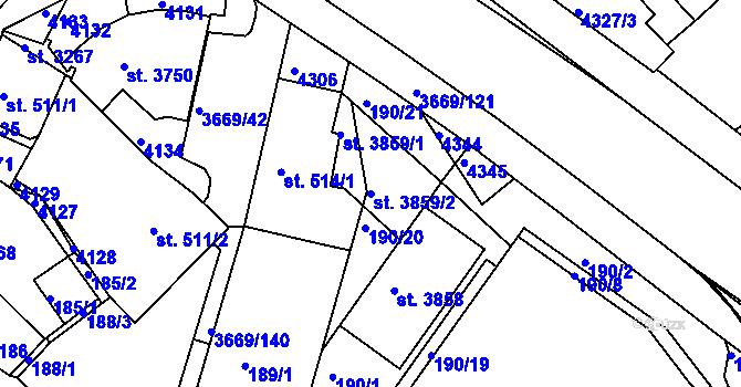 Parcela st. 3859/2 v KÚ Lanškroun, Katastrální mapa