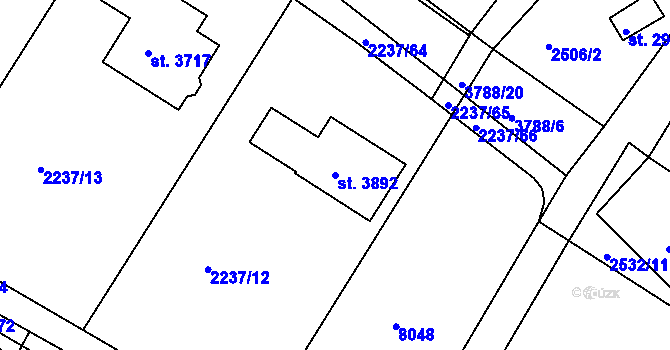 Parcela st. 3892 v KÚ Lanškroun, Katastrální mapa