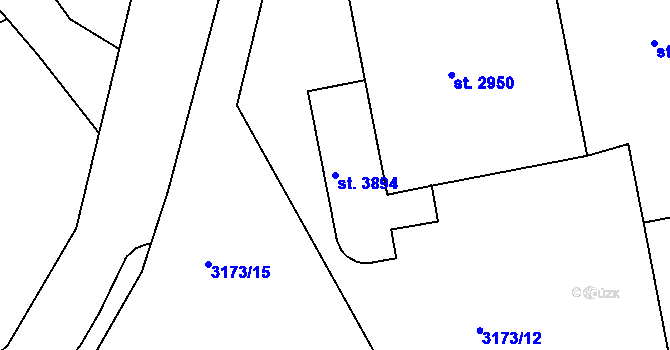 Parcela st. 3894 v KÚ Lanškroun, Katastrální mapa