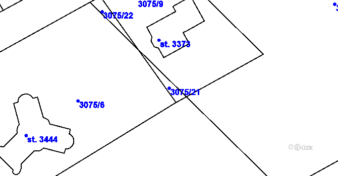 Parcela st. 3075/21 v KÚ Lanškroun, Katastrální mapa