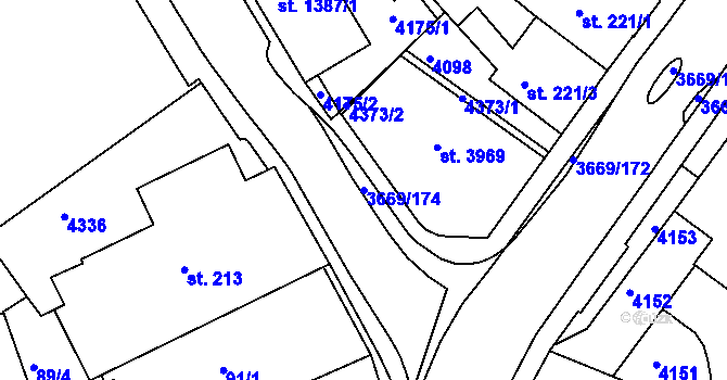 Parcela st. 3669/174 v KÚ Lanškroun, Katastrální mapa