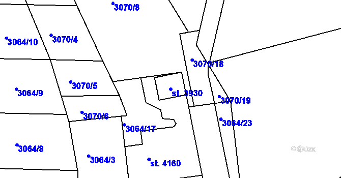 Parcela st. 3930 v KÚ Lanškroun, Katastrální mapa