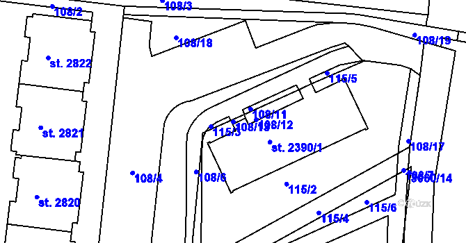 Parcela st. 108/13 v KÚ Lanškroun, Katastrální mapa