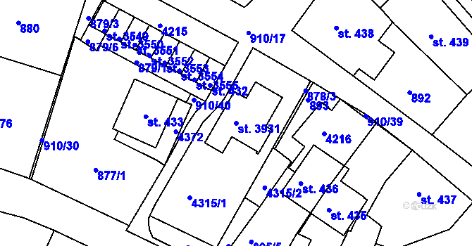 Parcela st. 3931 v KÚ Lanškroun, Katastrální mapa