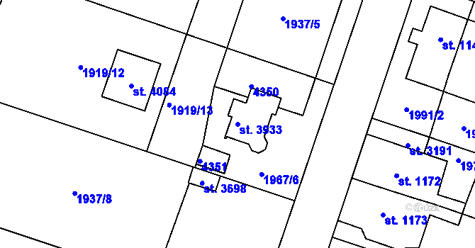 Parcela st. 3933 v KÚ Lanškroun, Katastrální mapa