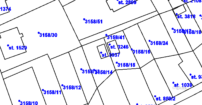 Parcela st. 3937 v KÚ Lanškroun, Katastrální mapa