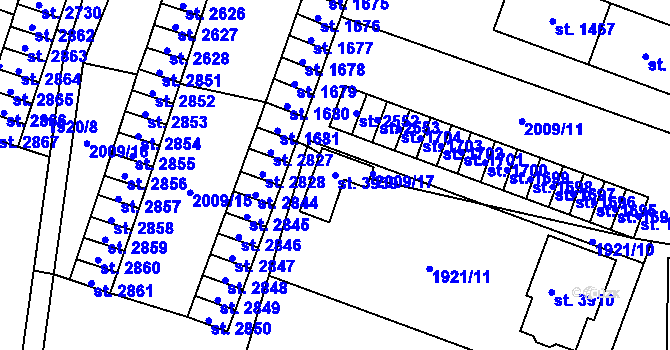 Parcela st. 3939 v KÚ Lanškroun, Katastrální mapa